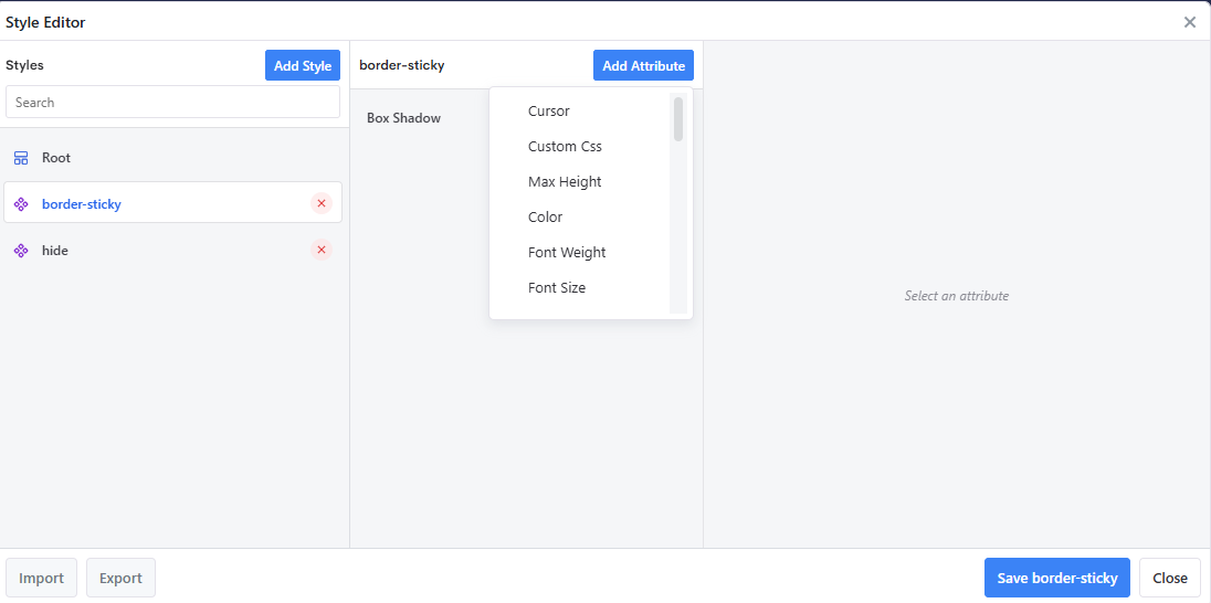 Choosing an attribute to add to a style