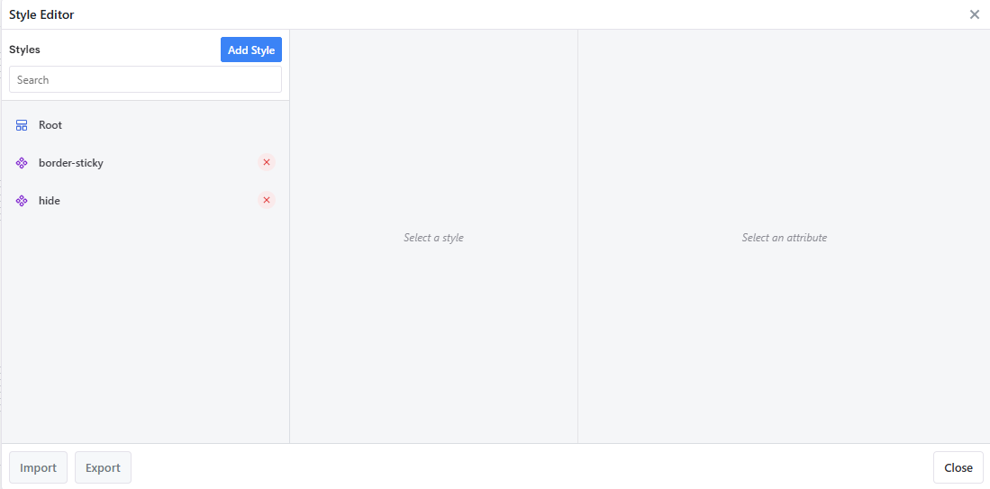 The Style Editor with two custom styles defined