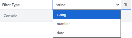 Filter Type options: string, number, date