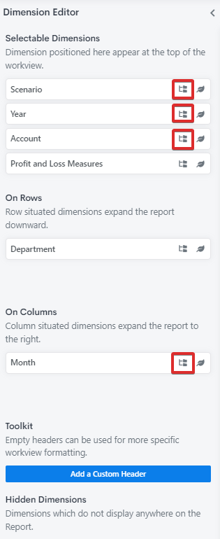 Editing Set Instructions Scenario, Year, Account, and Month 