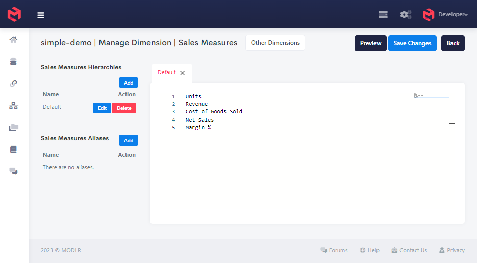 Sales Measures hierarchy