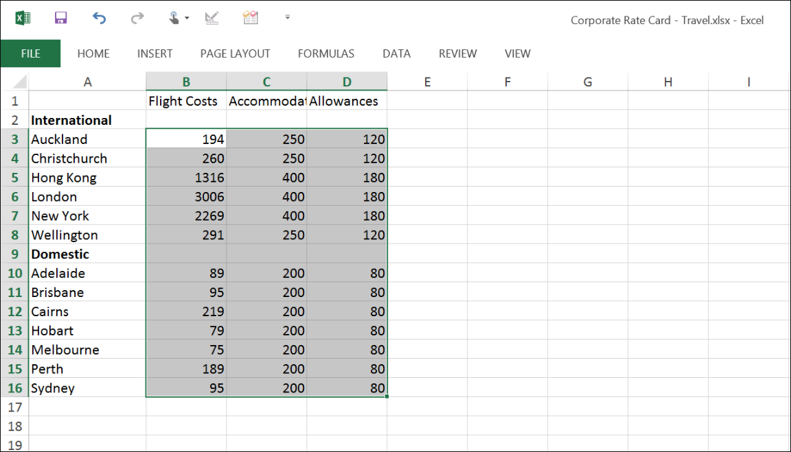 MS Excel Spreadsheet Screenshot